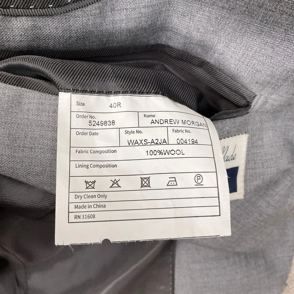 Jos A Bank 1905 Suit Mens 40R 33W Light Gray 2-Button Bespoke Corporate Groom